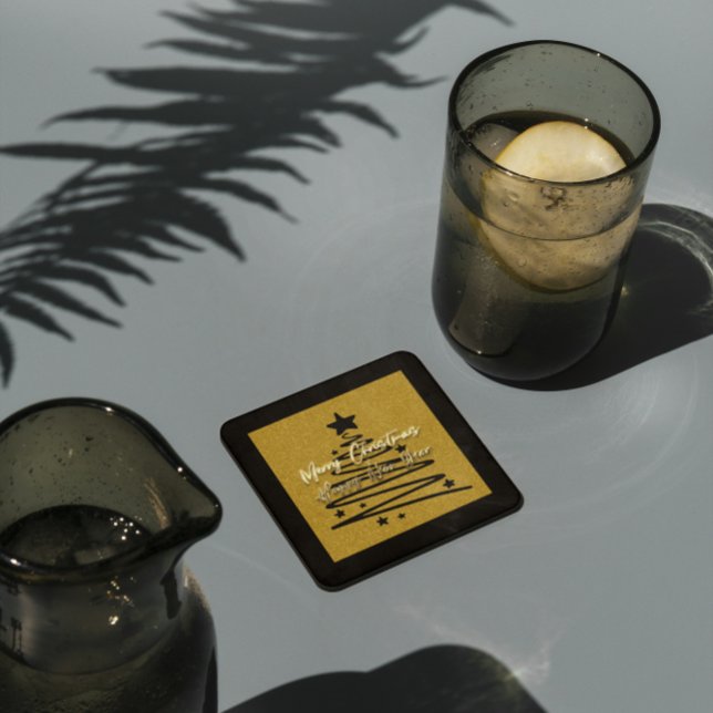 Dessous-de-verre Carré En Papier Golden Black Paper Coaster (Créateur téléchargé)