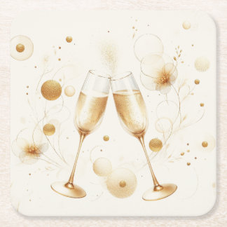 Dessous-de-verre Carré En Papier Golden Bubbles Coasters