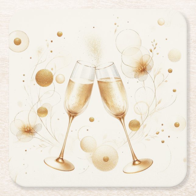 Dessous-de-verre Carré En Papier Golden Bubbles Coasters (Devant)