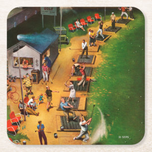 Dessous-de-verre Carré En Papier Golf Driving Range par John Falter