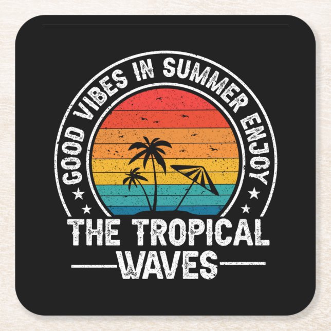 Dessous-de-verre Carré En Papier Good Vibes en été Profitez du Tropical-66775 (Devant)