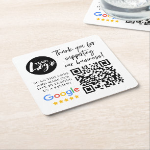 Dessous-de-verre Carré En Papier Google Reviews Merci Logo Code QR