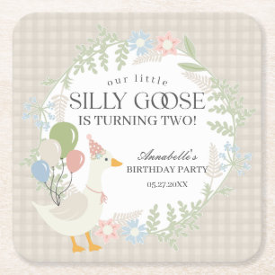 Dessous-de-verre Carré En Papier Goose soie beige Floral En vichy Anniversaire