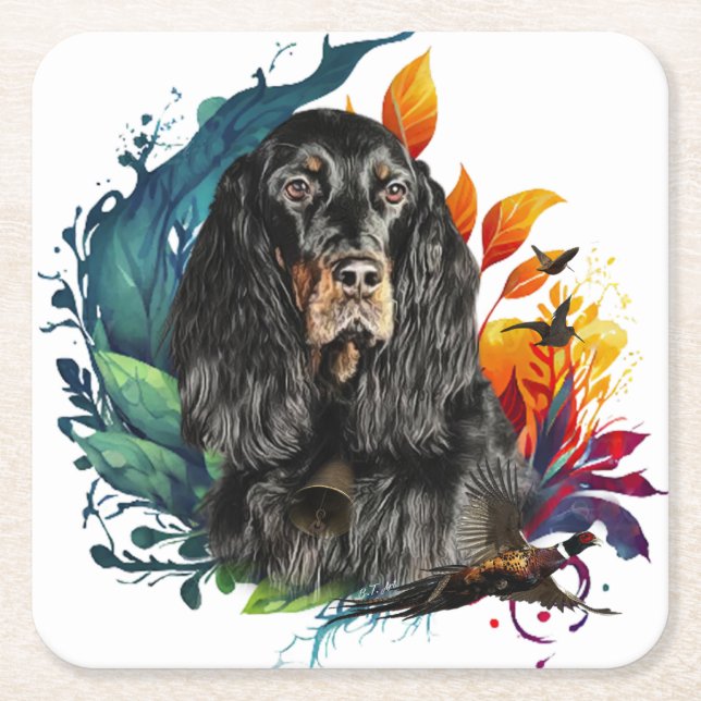 Dessous-de-verre Carré En Papier Gordon Setter (Devant)