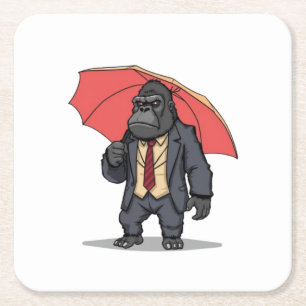 Dessous-de-verre Carré En Papier Gorilla en costume