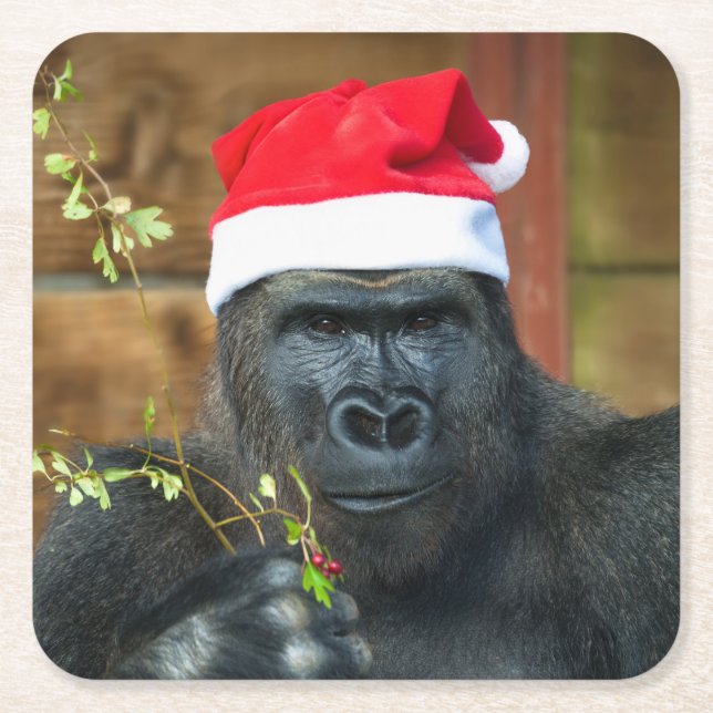 Dessous-de-verre Carré En Papier Gorilla Festive Cheer Unleashed (Devant)