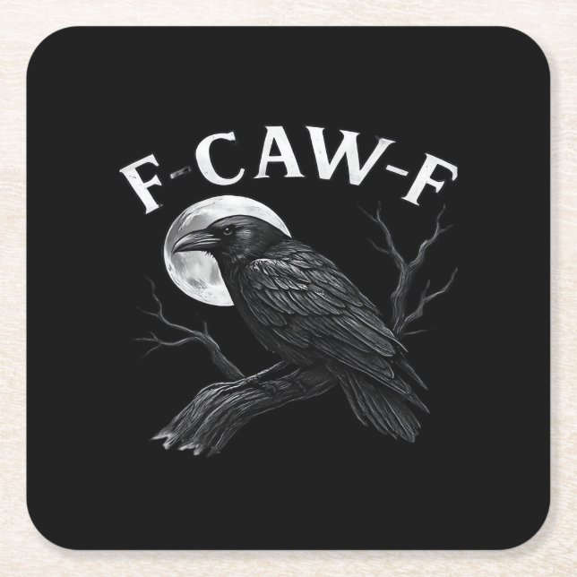 Dessous-de-verre Carré En Papier Gothic F-Caw-F Humor Funny Crow (Devant)