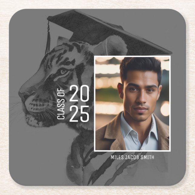 Dessous-de-verre Carré En Papier Graduation Ajouter votre photo (Devant)