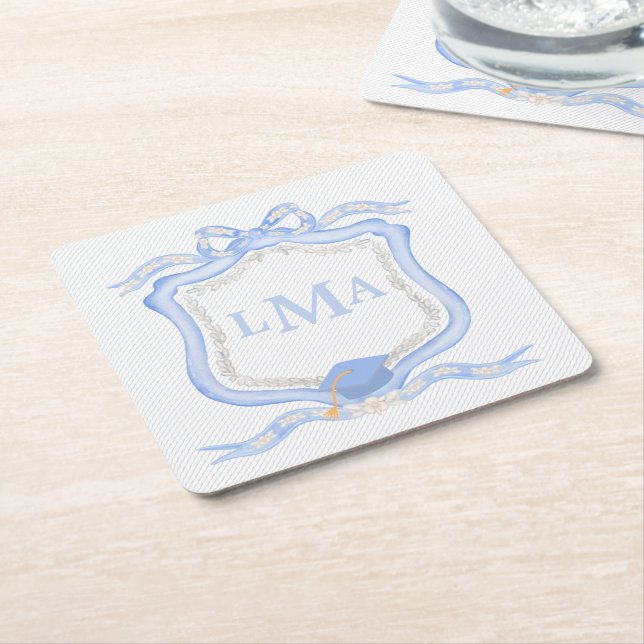 Dessous-de-verre Carré En Papier Graduation du monogramme de Preppy Wedgewood (Incliné)