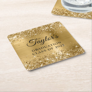 Dessous-de-verre Carré En Papier Graduation Gold Foil Glittery