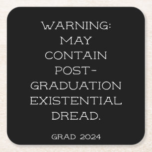 Dessous-de-verre Carré En Papier Graduation Party 2025 Grad Slogan noir simple
