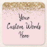 Dessous-de-verre Carré En Papier Graduation personnalisée Blush Pink<br><div class="desc">fête d'anniversaire personnalisée 30e 21e, fête d'anniversaire personnalisée 40e 50e, douche nuptiale le week-end se réunir, soirée bachelorette dîner grad 18e, dessous de verre papier de graduation personnalisé brillant, dessous de verre dorés pour l'anniversaire, dessous de verre papier parties scintillant scintillant 1er, doux 16 quinceanera anniversaire 15e, réception de mariage...</div>