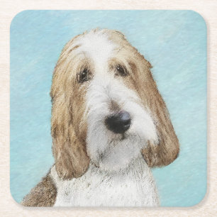 Dessous-de-verre Carré En Papier Grand Basset Griffon Vendeen - Art Chien original