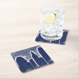 Dessous-de-verre Carré En Papier Grand City Night Lights cityscape skyline