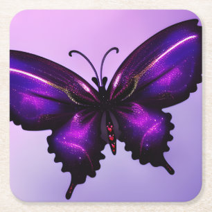 Dessous-de-verre Carré En Papier Grand Papillon Violet