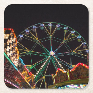 Dessous-de-verre Carré En Papier Grande roue de fête foraine la nuit