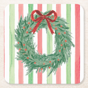 Dessous-de-verre Carré En Papier Grandmillennial Christmas Bow Wreath Dessous de ve
