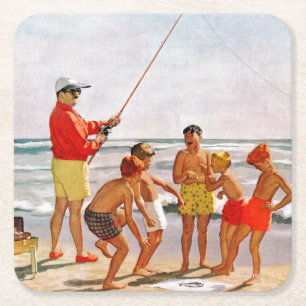 Dessous-de-verre Carré En Papier Grands petits poissons de Polonais par Richard