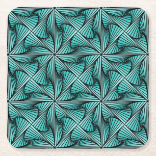 Dessous-de-verre Carré En Papier Graphique géométrique 3D pivotante Turquoise vert