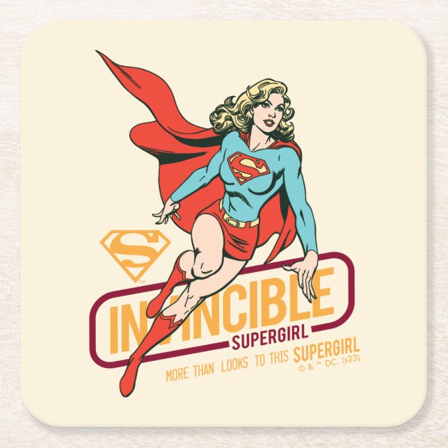Dessous-de-verre Carré En Papier Graphique rétro-invincible Supergirl (Devant)