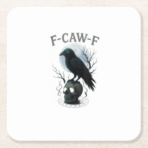 Dessous-de-verre Carré En Papier Graphisme Halloween crâne de corbeau corneille got
