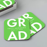 Dessous-de-verre Carré En Papier Gras Grad Lime Green Graduation Party<br><div class="desc">Dessous de verre de papier de graduation personnalisés avec "Grad" en caractères blancs gras avec un arrière - plan vert citron. Personnalisez les dessous de verre de graduation en ajoutant le nom et l'année de graduation du diplômé. Les dessous de verre de remise de diplômes personnalisés sont parfaits pour les...</div>