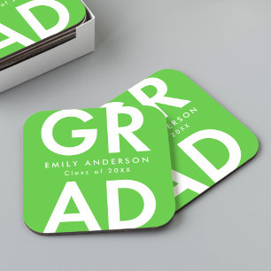Dessous-de-verre Carré En Papier Gras Grad Lime Green Graduation Party