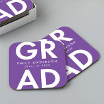 Dessous-de-verre Carré En Papier Gras Grad Purple Grad Graduation Party<br><div class="desc">Dessous de verre de papier de graduation personnalisés avec "Grad" en caractères blancs gras avec arrière - plan violet. Personnalisez les dessous de verre de graduation en ajoutant le nom et l'année de graduation du diplômé. Les dessous de verre de remise de diplômes personnalisés sont parfaits pour les fêtes de...</div>
