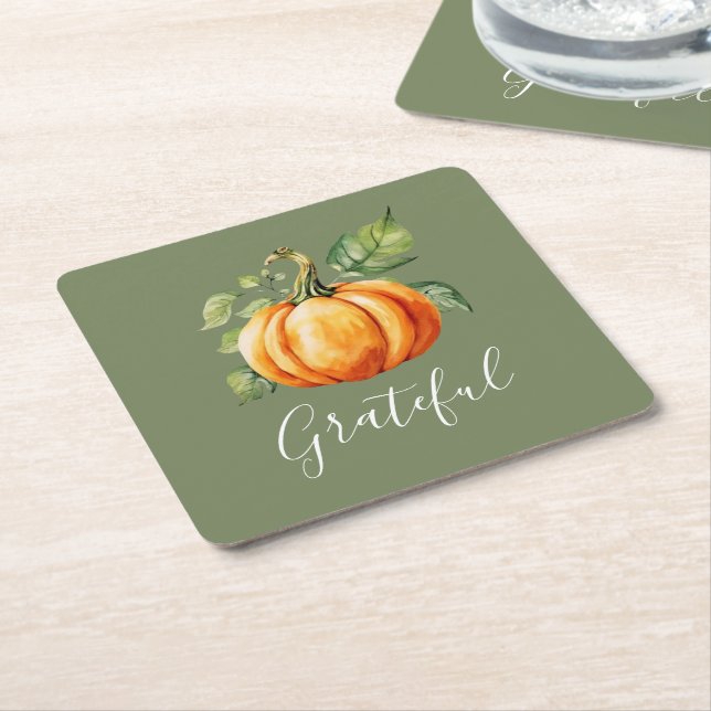 Dessous-de-verre Carré En Papier Gratuit Citrouille orange Moss Green Thanksgiving (Incliné)
