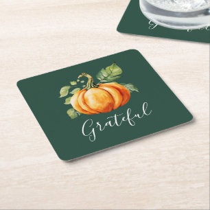 Dessous-de-verre Carré En Papier Gratuit Thanksgiving Citrouille Green
