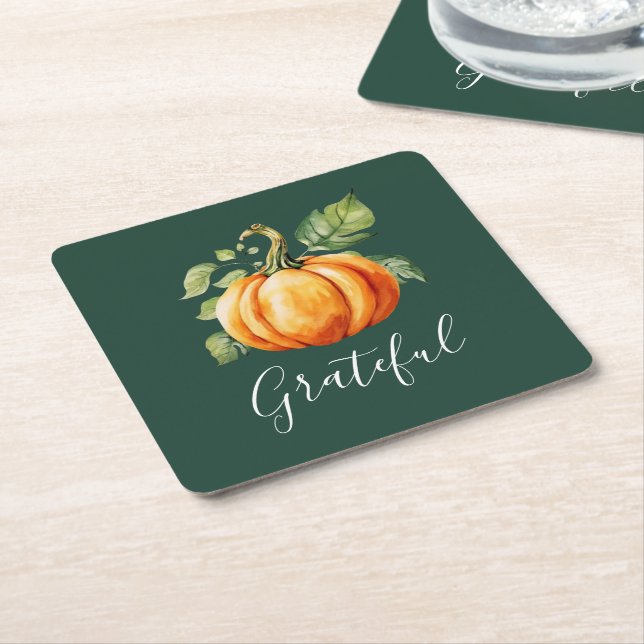 Dessous-de-verre Carré En Papier Gratuit Thanksgiving Citrouille Green (Incliné)