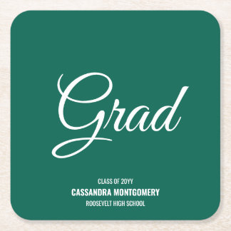 Dessous-de-verre Carré En Papier Green Modern Graduation Party