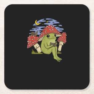 Dessous-de-verre Carré En Papier Grenouille avec chapeau de champignon - Cottagecor