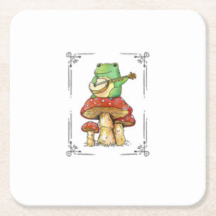 Dessous-de-verre Carré En Papier Grenouille Champignon Goblincore Conception Artist