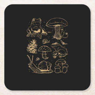 Dessous-de-verre Carré En Papier Grenouilles Et Champignons Dessin Vintage – Aesthe