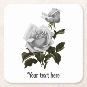 Dessous-de-verre Carré En Papier Grimoire Rose Blanche