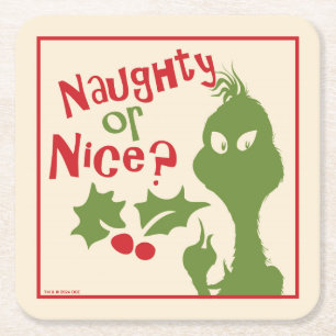 Dessous-de-verre Carré En Papier Grinch Méchant ou Gentil