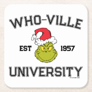Dessous-de-verre Carré En Papier Grinch   Université de Who-ville Établie en 1957