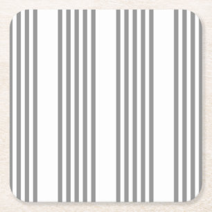 Dessous-de-verre Carré En Papier Gris et blanc cinq bandes motif
