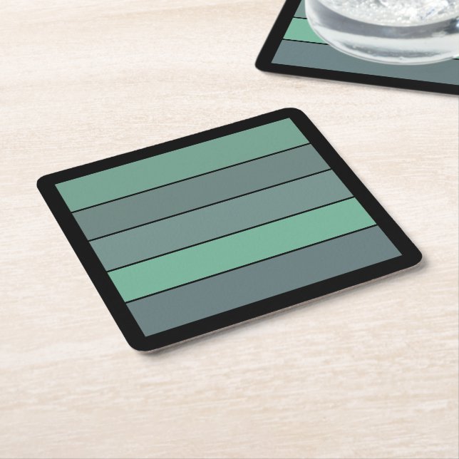 Dessous-de-verre Carré En Papier Gris Et Vert D'Hiver Sur Papier Aquarelle (Incliné)