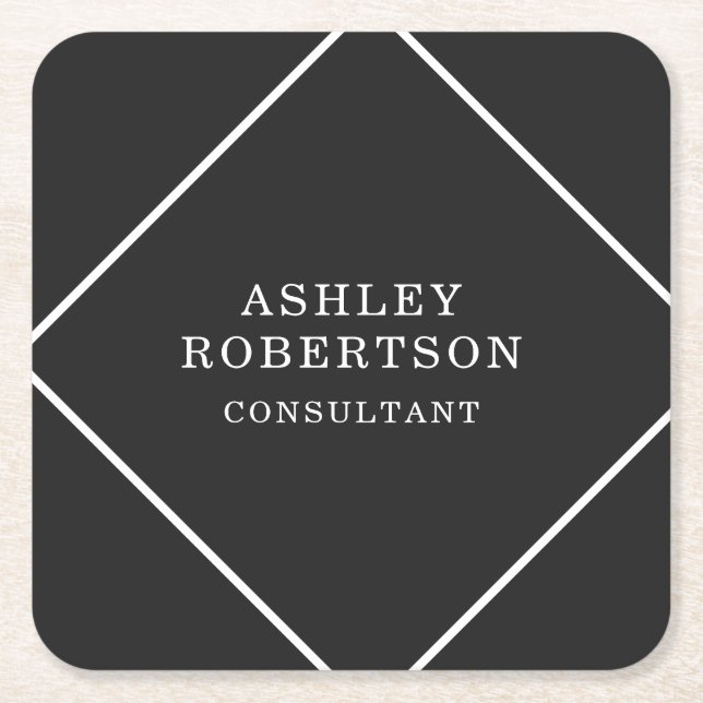 Dessous-de-verre Carré En Papier Gris Noir Professionnel Design tendance minimalist (Devant)
