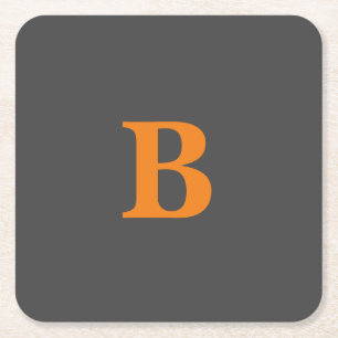 Dessous-de-verre Carré En Papier Gris orange moderne monogrammed professionnel