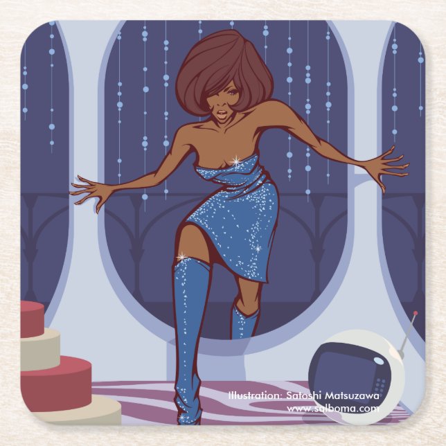 Dessous-de-verre Carré En Papier Groove Train (Devant)