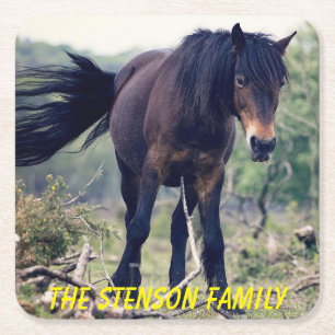 Dessous-de-verre Carré En Papier Gros plan Cheval sauvage