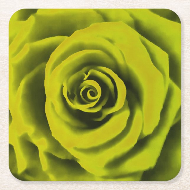 Dessous-de-verre Carré En Papier Grosse rose jaune (Devant)
