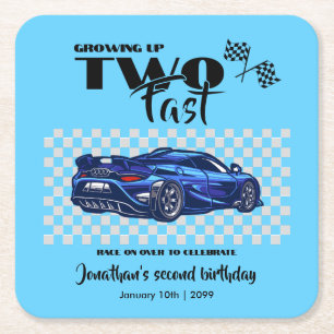 Dessous-de-verre Carré En Papier Grossissant Jusqu'À Rapide 2e anniversaire Blue Sp