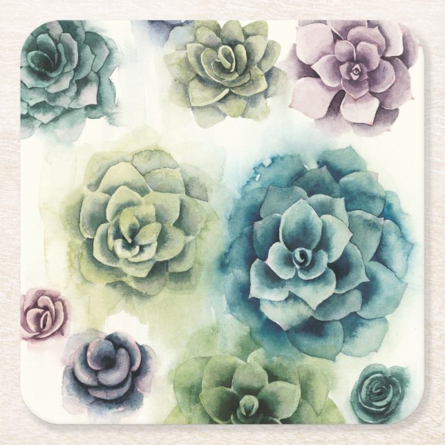 Dessous-de-verre Carré En Papier Groupe de succulents (Devant)