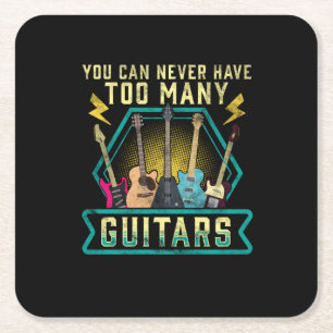 Dessous-de-verre Carré En Papier Guitarist You Can Never Have Too Many Guitars Xmas