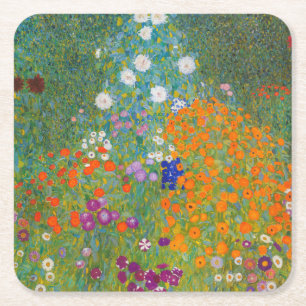 Dessous-de-verre Carré En Papier Gustav Klimt - Jardin de fleurs