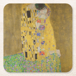 Dessous-de-verre Carré En Papier Gustav Klimt Le Baiser